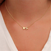 Gold Dainty Heart Initial Pendant