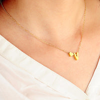 Gold Dainty Heart Initial Pendant