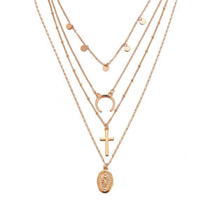 Multilayer Crystal Moon Pendant